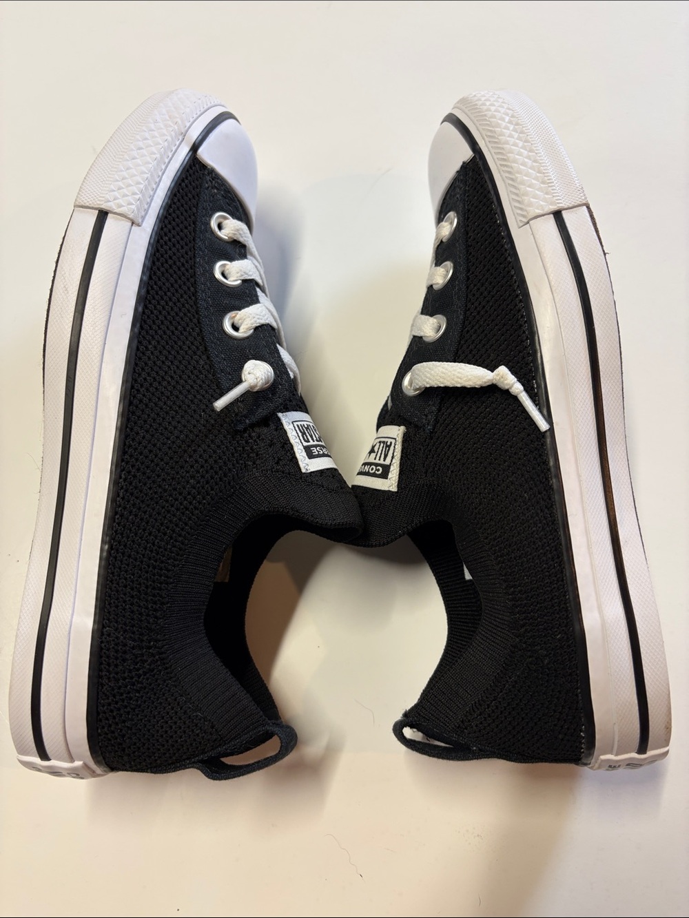 Converse All Star Low Top Knit Black White Sneakers Womens 7.5 Classic - Picture 7 of 9